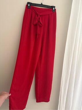 Blue Rain Red Tie-Waist Wide-Leg Pants